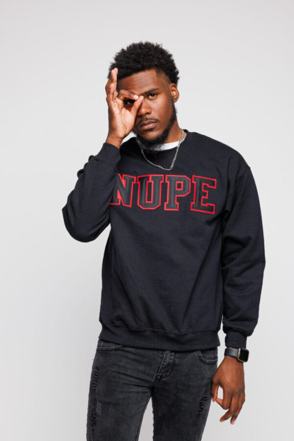 NUPE Red and Black Lettered Black Crewneck The Divine Nine